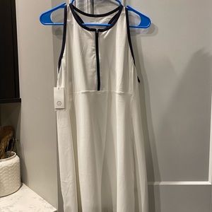 Tory Burch Sport White Quarter-Zip Racerback Dress